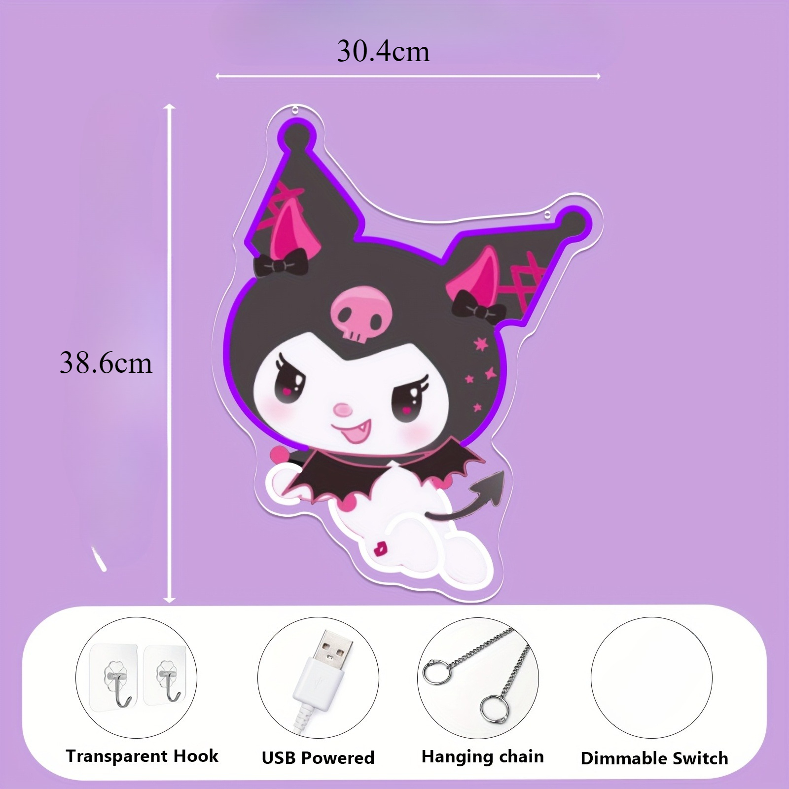 Kuromi LED Neon Sign Purple Gl - Photography Lighting Game avis et prix