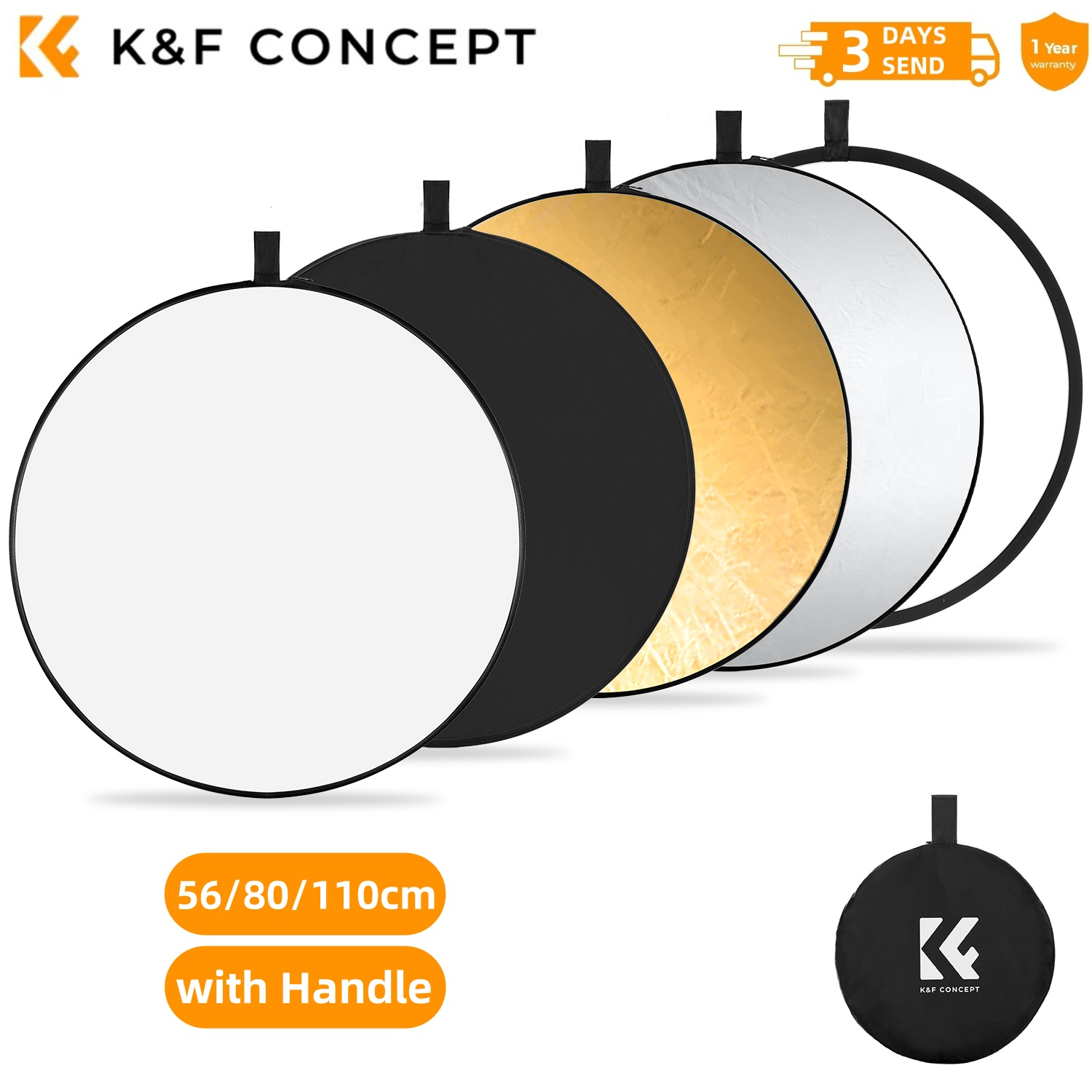 K&F CONCEPT 56/80/110cm 5-in-1 - Photography Lighting Reflectors avis et prix