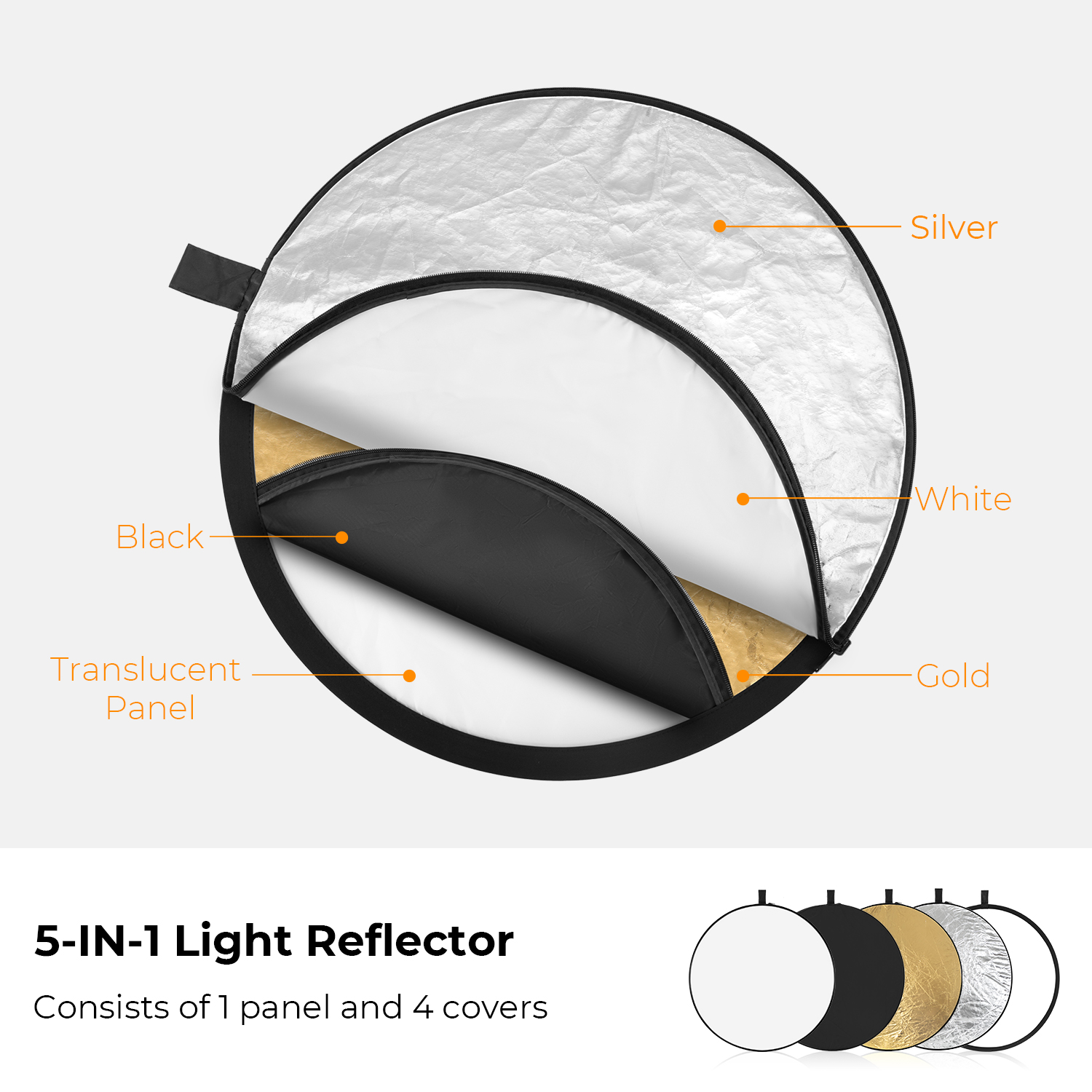 K&F CONCEPT 56/80/110cm 5-in-1 - Photography Lighting Reflectors avis et prix